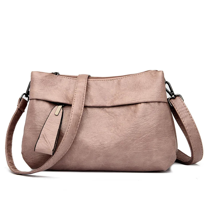 Vintage Soft Leather Crossbody Bag Small Handbag Square Shoulder Messenger Purse