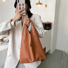 Vintage Leather Hobo Shoulder Bag Large Capacity Tote for Women