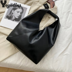Vintage Leather Hobo Shoulder Bag Large Capacity Tote for Women