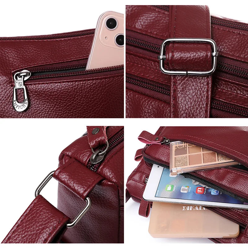 Vintage Soft Leather Bag Woman Large Capacity Shoulder Bag Women Crossbody Purse