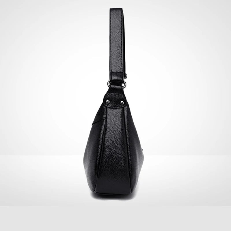 Vintage Soft Leather Shoulder Bag for Middle-aged Women