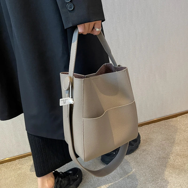 Vintage Soft PU Leather Bucket Crossbody Bags for Women
