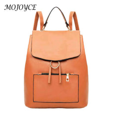 Vintage Solid PU Leather Backpacks for Women