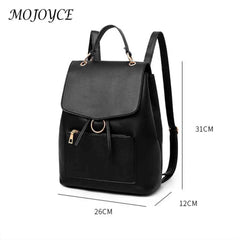 Vintage Solid PU Leather Backpacks for Women