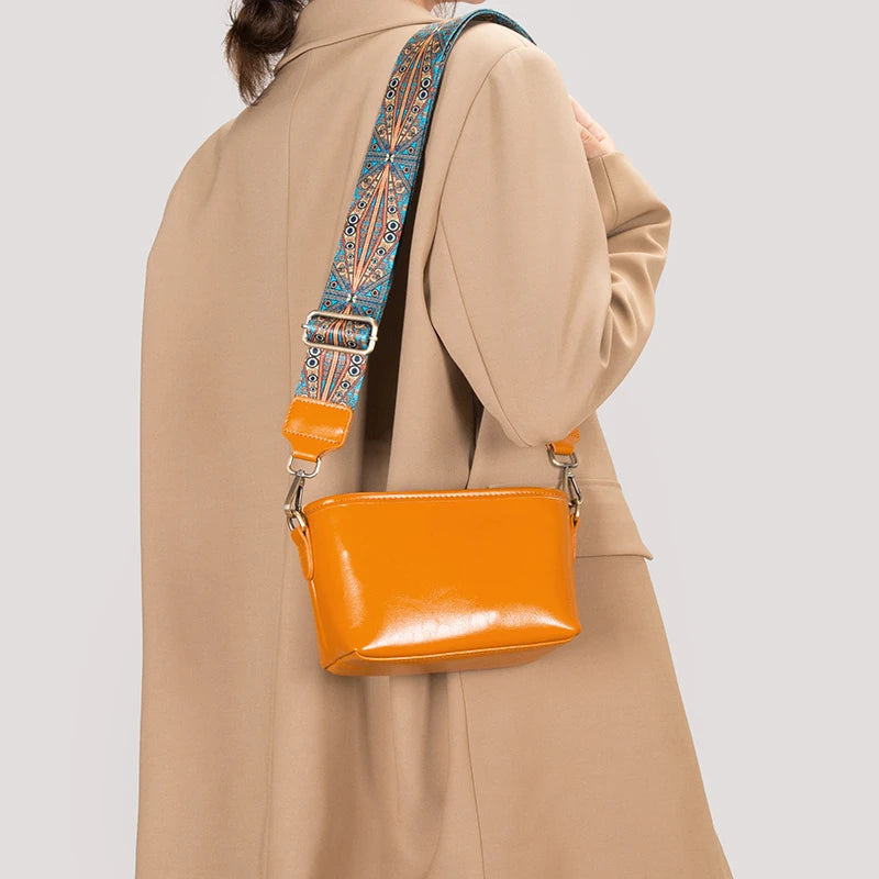 Vintage Cow Leather Small Shoulder Crossbody Bag for Women