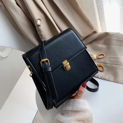 Vintage Solid Leather Crossbody Bag for Women Shoulder Messenger Bag