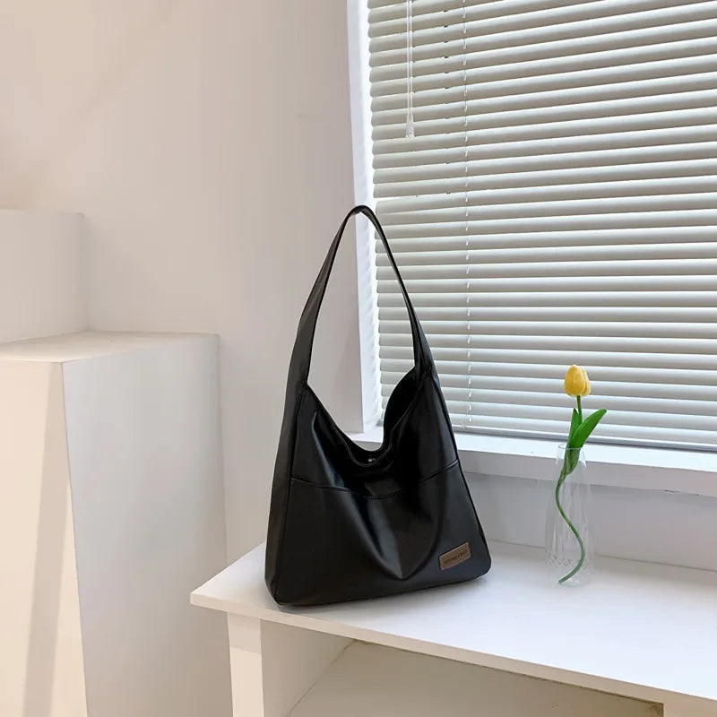 Vintage PU Leather Shoulder Tote Bag For Women Hasp Handbag