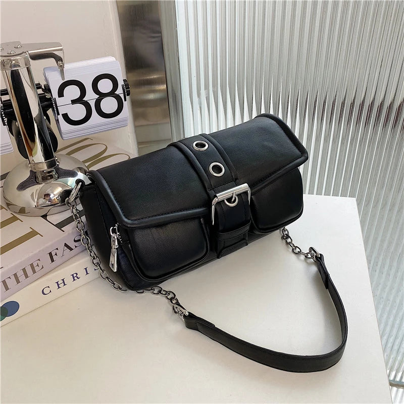 Vintage Square Armpit Bag - High-quality PU Leather Mini Handbag