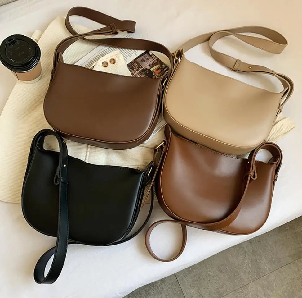 Vintage Square Crossbody Bag PU Leather Women's Handbag