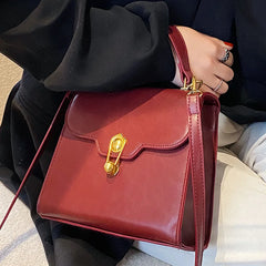 Vintage Square Tote Bag PU Leather Women's Handbag