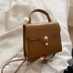 Vintage Square Tote Bag PU Leather Women's Handbag