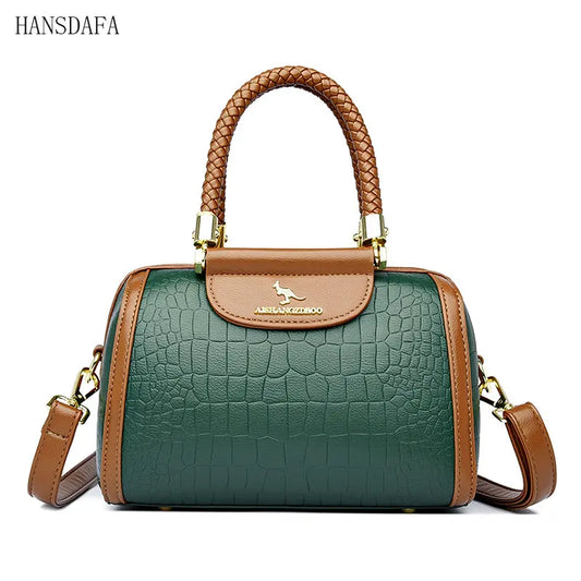 Vintage Stone Pattern Leather Shoulder Crossbody Bags Women
