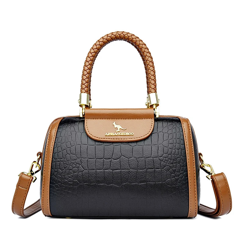 Vintage Stone Pattern Leather Shoulder Crossbody Bags for Women