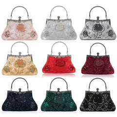 Vintage Beaded Floral Clutch Evening Bag Wedding Party Prom Handbag