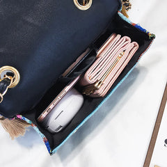 Vintage Tassel Weave Small Bag for Women Embroidery Shoulder Crossbody Travel