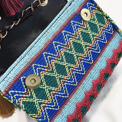 Vintage Tassel Weave Small Bag for Women Embroidery Shoulder Crossbody Travel
