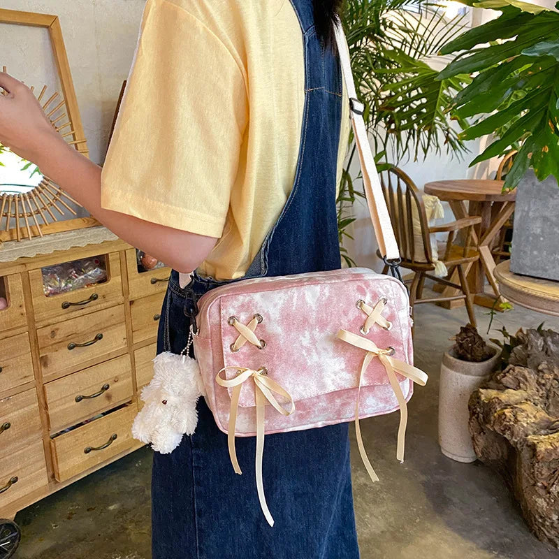 Vintage Tie-dye Bag Women Girl Shoulder Cross Body Straps