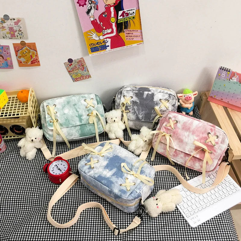 Vintage Tie-dye Bag Women Girl Shoulder Cross Body Straps