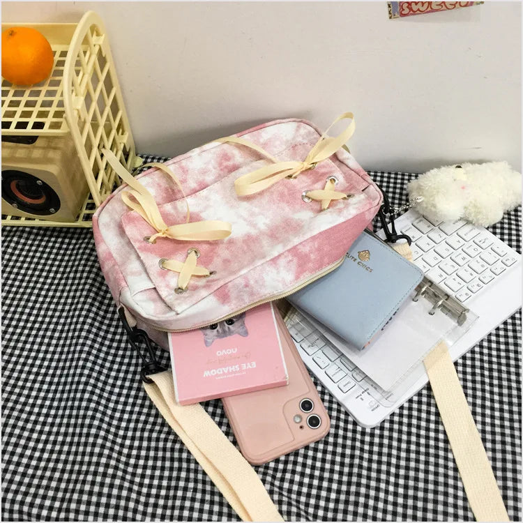 Vintage Tie-dye Bag Women Girl Shoulder Cross Body Straps