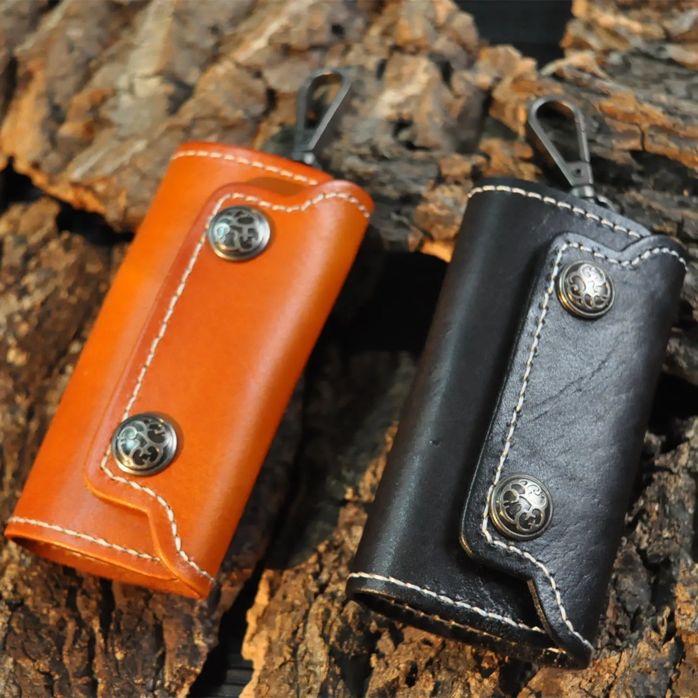 Vintage Leather Key Holder Minimalist Keychain Case