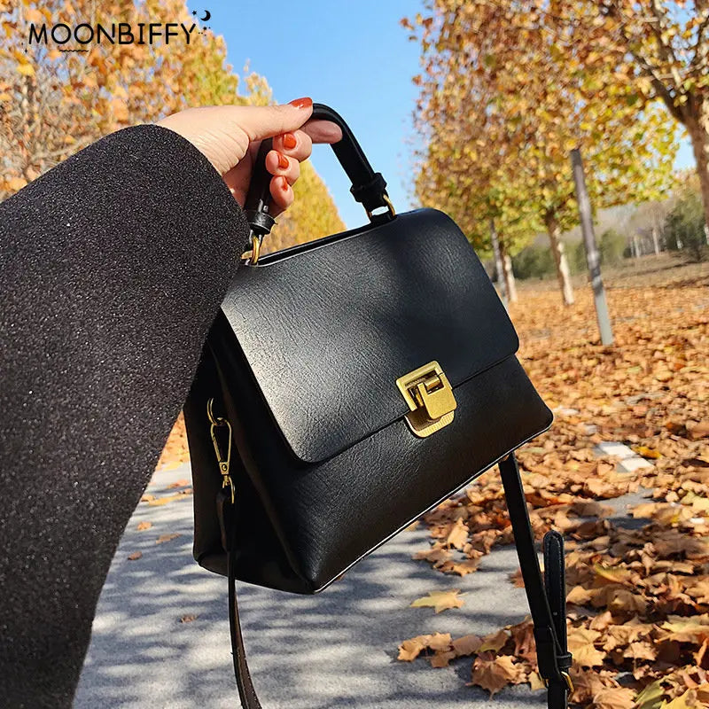 Vintage Winter PU Leather Tote Bag Women Handbag Mini Shoulder Messenger