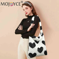 Vintage Tote Messenger Bag Love Print Leopard for Autumn Winter