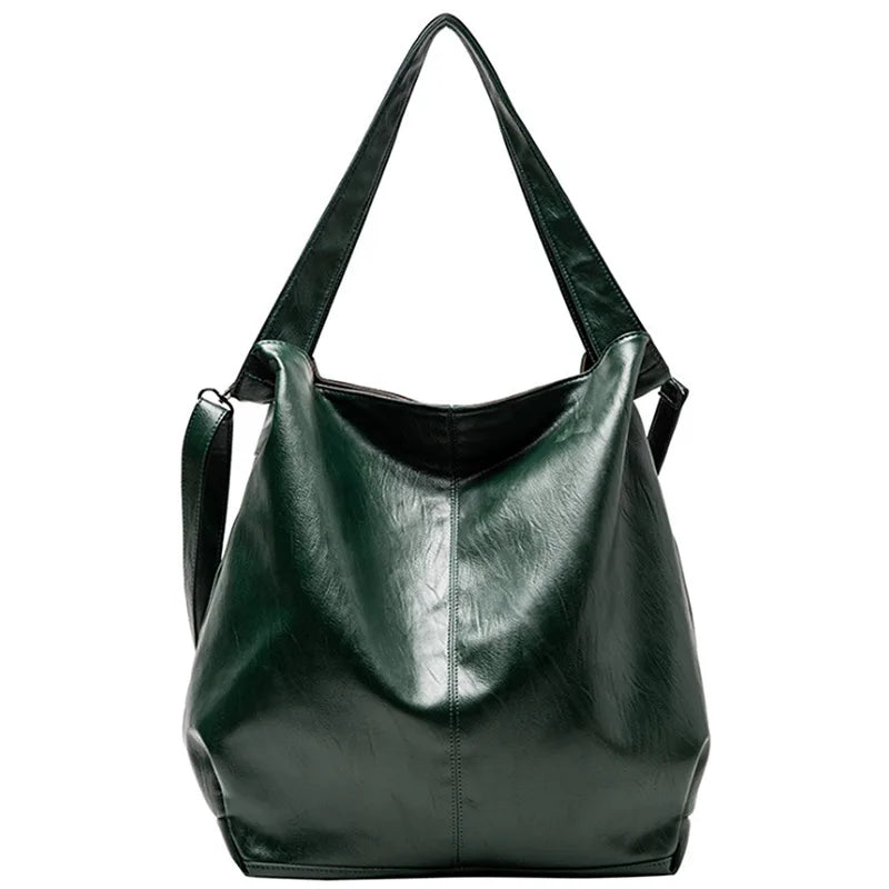 Vintage Tote Leather Shoulder Bag Women Large Capacity Top Handle Crossbody Bag