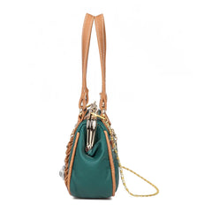 Vintage Patchwork PU Leather Women Shoulder Bag