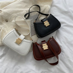 Vintage Ladies Underarm Shoulder Bag Solid Lacquer PU Leather Handbag Women