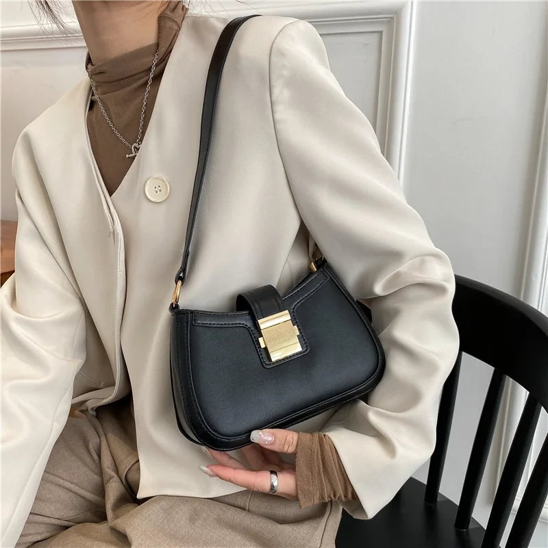 Vintage Ladies Shoulder Bag PU Leather Handbag Chain Purse