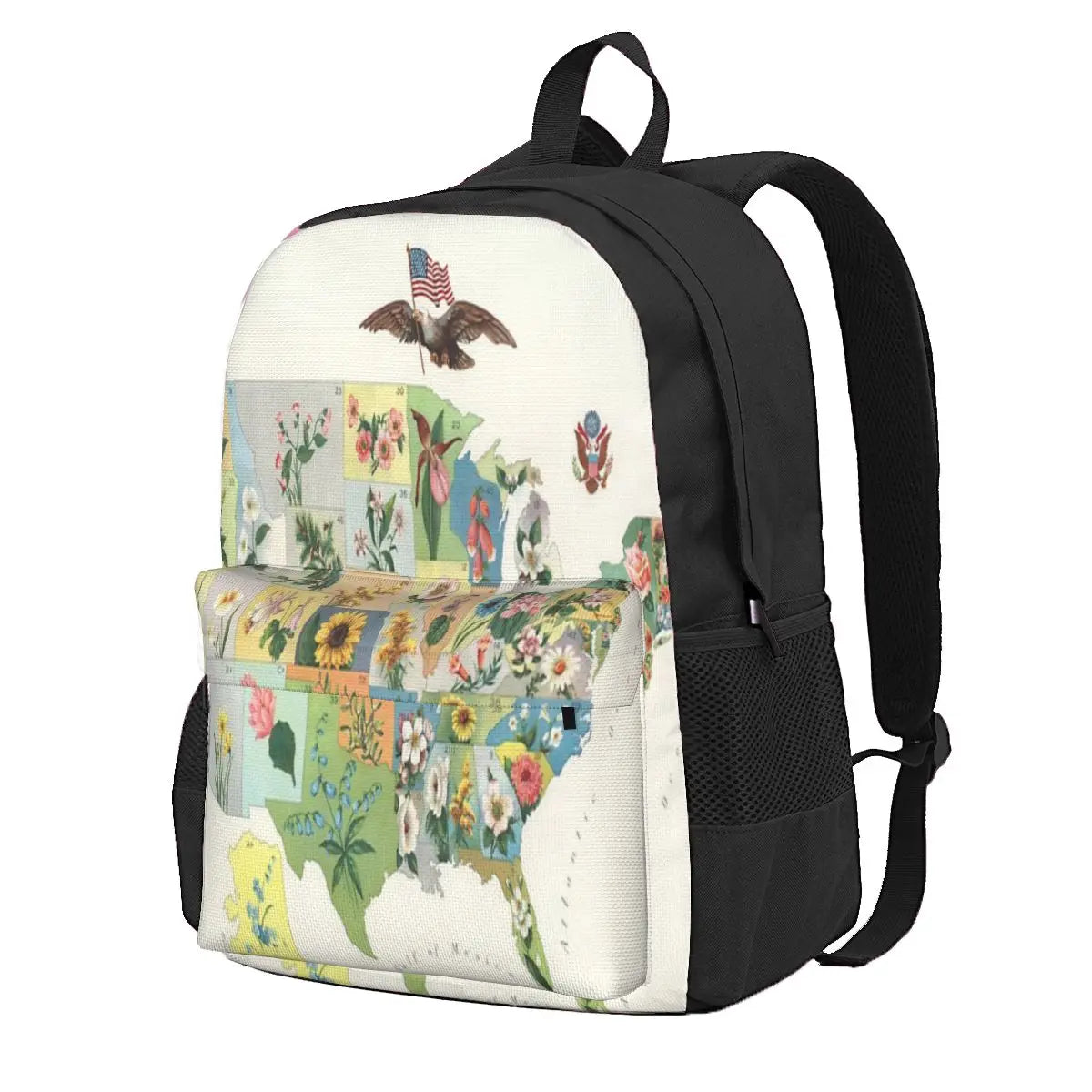 Vintage US State Flower Map Backpack 1911