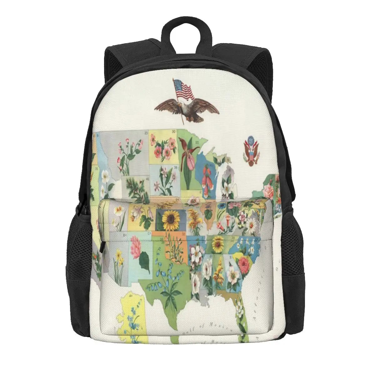 Vintage US State Flower Map Backpack 1911