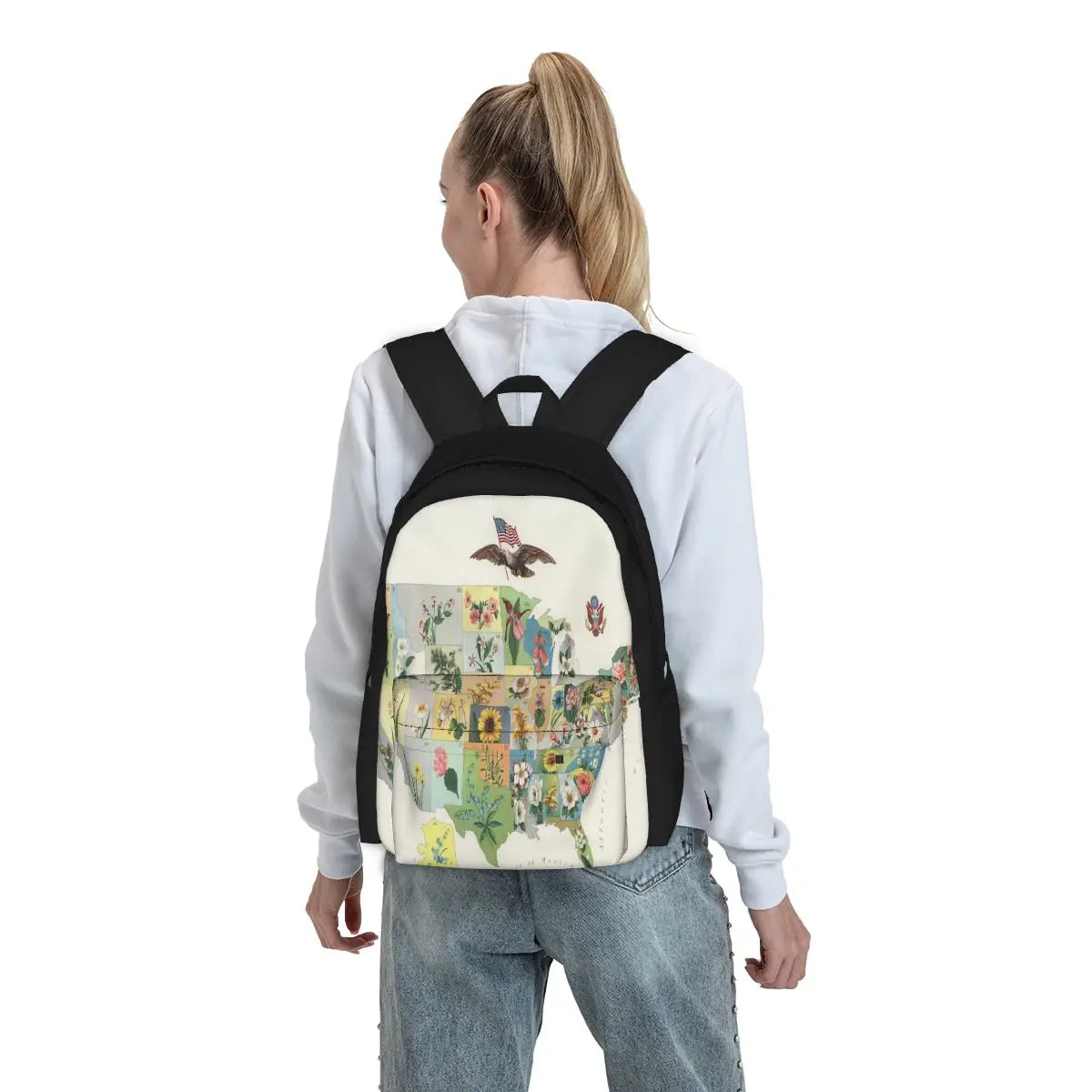 Vintage US State Flower Map Backpack 1911
