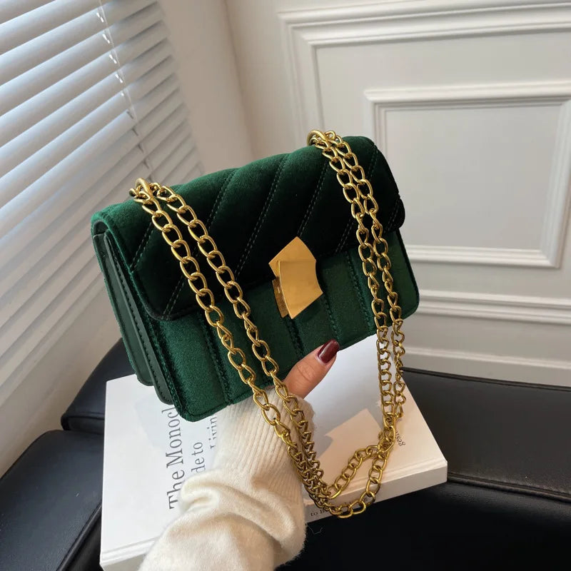 Vintage Velvet Leather Crossbody Shoulder Bag for Women Winter Tote Purse