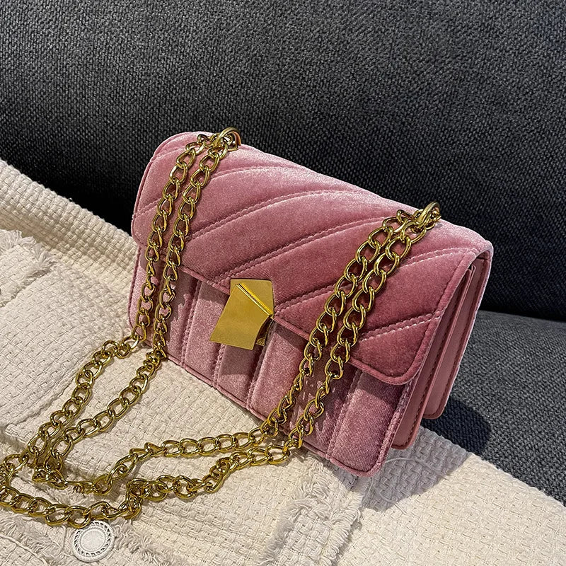 Vintage Velvet Leather Crossbody Shoulder Bag for Women Winter Tote Purse