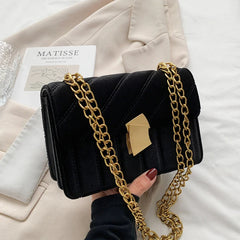 Vintage Velvet Leather Crossbody Shoulder Bag for Women Winter Tote Purse
