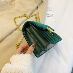 Vintage Velvet Leather Small Crossbody Shoulder Bag Women