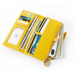 Vintage Yellow Leather Envelope Zipper Evening Bag