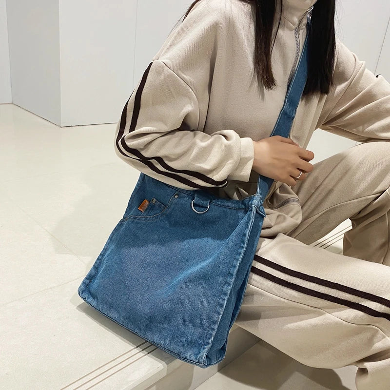 Vintage Denim Women's Crossbody Bag Satchel Handbag