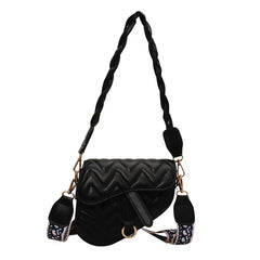 Vintage Wavy Pattern PU Leather Saddle Bags For Women