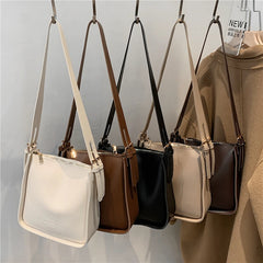 Vintage Wide Strap Bucket Crossbody Shoulder Bags Autumn Large Capacity