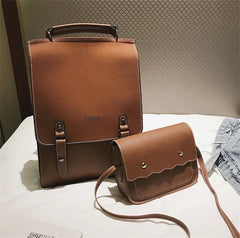 Vintage Women Backpack High Leather Female Shoulder Bag