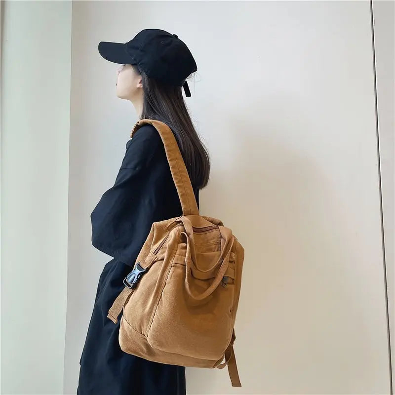 Vintage Canvas Women Backpack High Capacity Female Travel Backpack