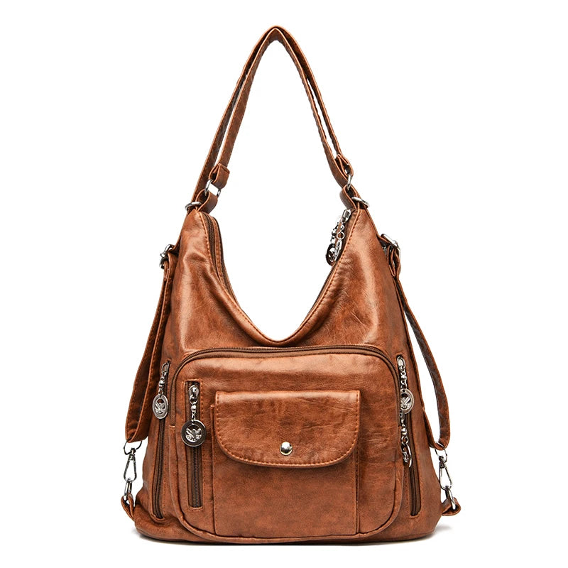 Vintage Women Bag Backpack Leather Messenger Bag Shoulder Bag Female Handbag