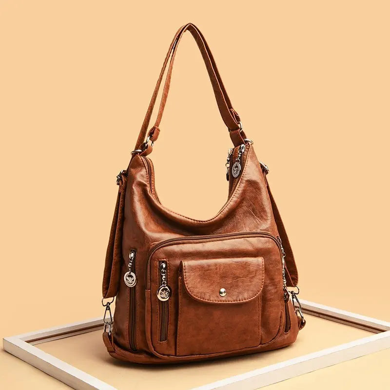 Vintage Leather Messenger Bag Women's Handbag Large Purse