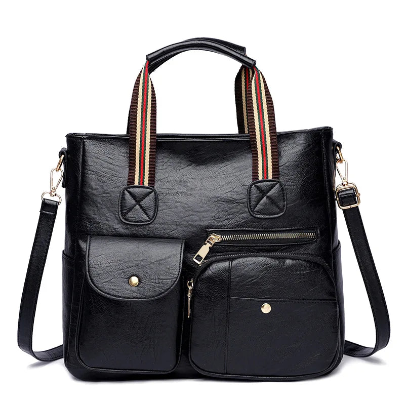 Vintage Leather Handbag Large Capacity Shoulder Purse