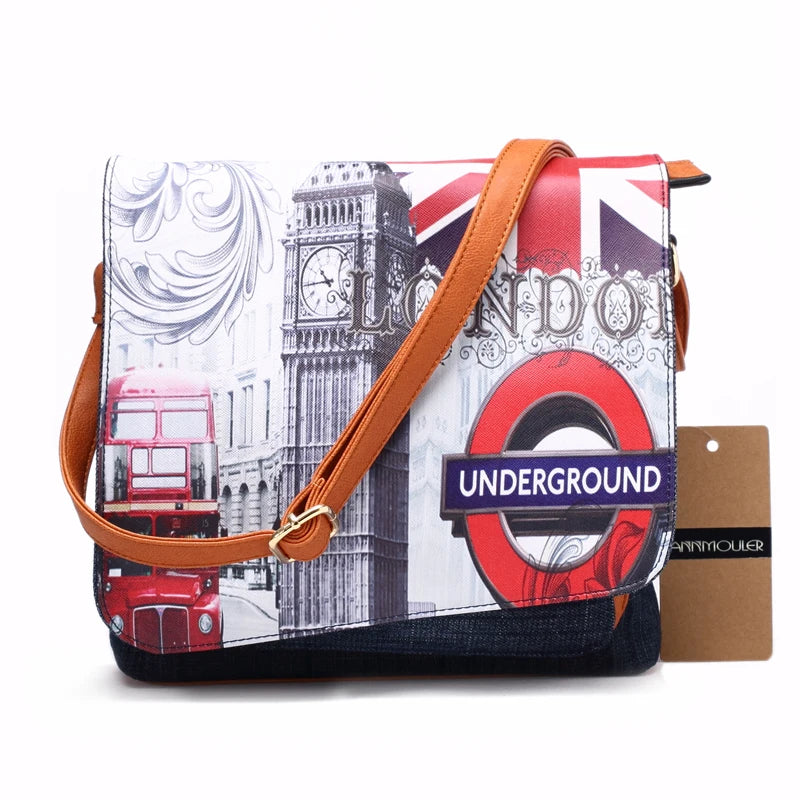 Vintage Denim Shoulder Bag Patchwork Crossbody Messenger Bag