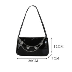 Vintage Butterfly Chain Shoulder Bag Solid Underarm Bags