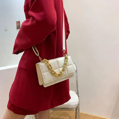 Vintage Women Casual Shoulder Bag Lady Checker Solid Small Shoulder Crossbody Ba