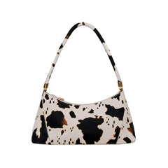 Vintage Cow Milk Handbag Bamboo Handle Big Capacity Tote Shopping Bag